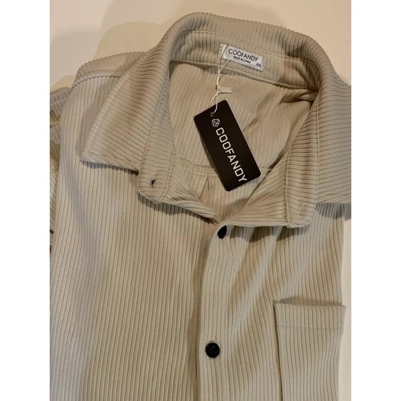 Other - COOFANDY‎ Corduroy Style Ribbed LS  Tan Collar Button Down Casual Shirt Men 2xL